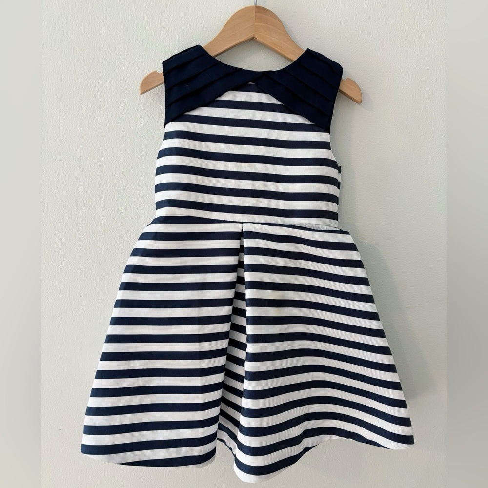 Jacadi navy white striped dress size 6T